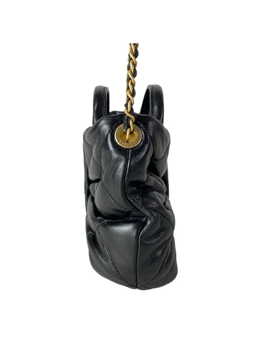 Chanel Handbag Mini Bow Bag Black 2-Way CC Logo Gold Lambskin